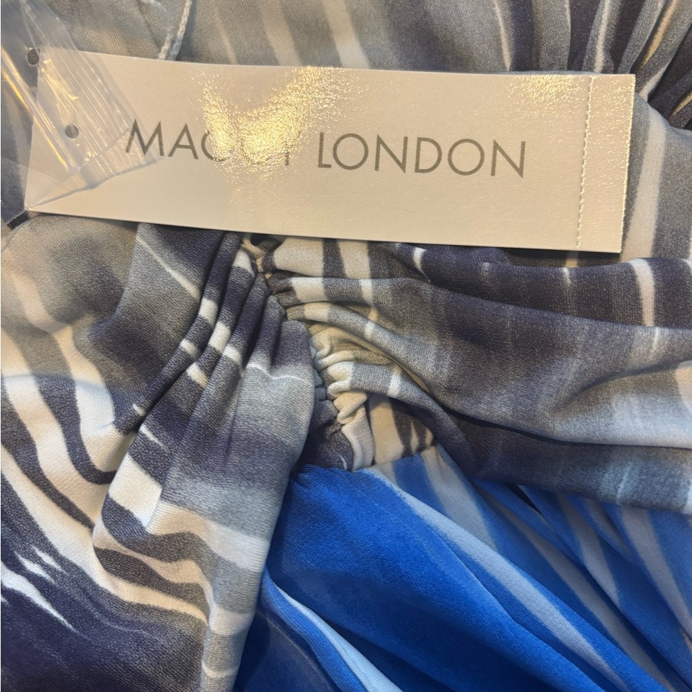 Maggy London Blue and White Halter Dress - Picture 5 of 7